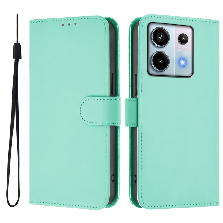 For Redmi Note 13 Pro 5G Global Skin Feel Solid Color Leather Phone Case with Lanyard