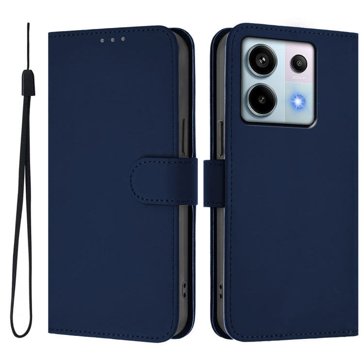 For Redmi Note 13 Pro 5G Global Skin Feel Solid Color Leather Phone Case with Lanyard