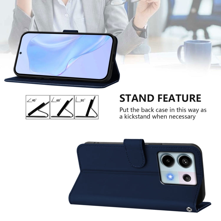 For Redmi Note 13 Pro 5G Global Skin Feel Solid Color Leather Phone Case with Lanyard