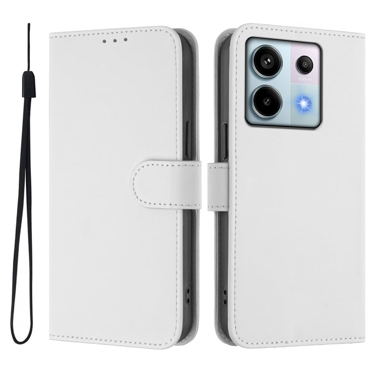 For Redmi Note 13 Pro 5G Global Skin Feel Solid Color Leather Phone Case with Lanyard