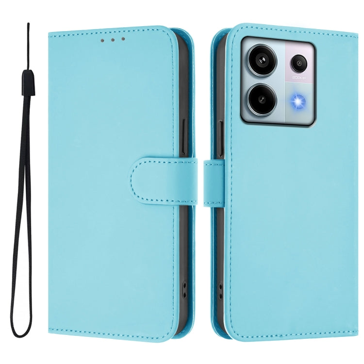 For Redmi Note 13 Pro 5G Global Skin Feel Solid Color Leather Phone Case with Lanyard