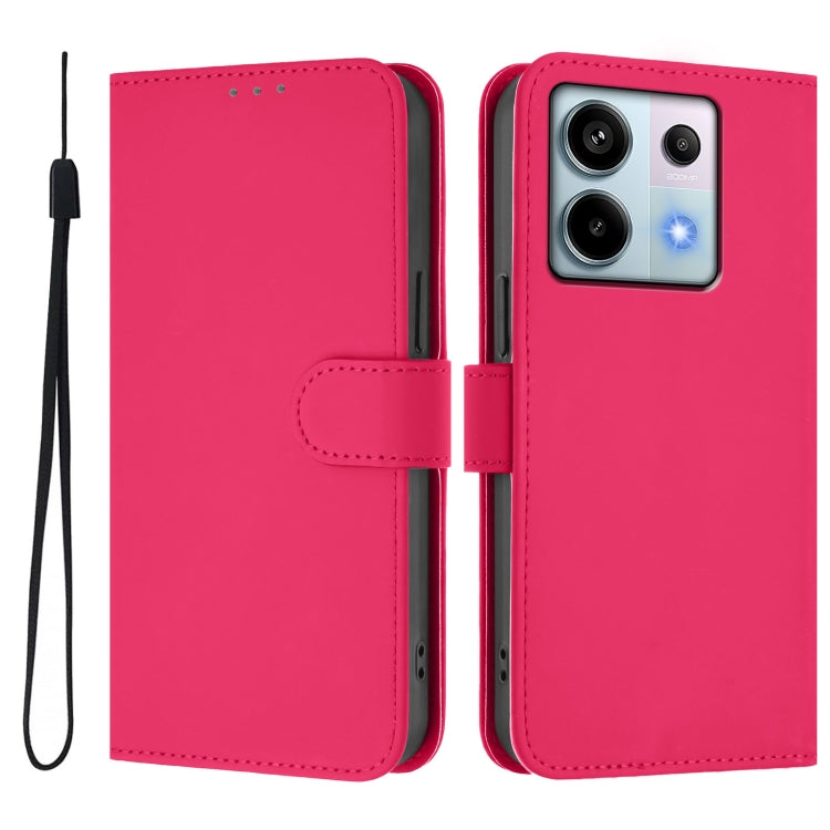 For Redmi Note 13 Pro 5G Global Skin Feel Solid Color Leather Phone Case with Lanyard