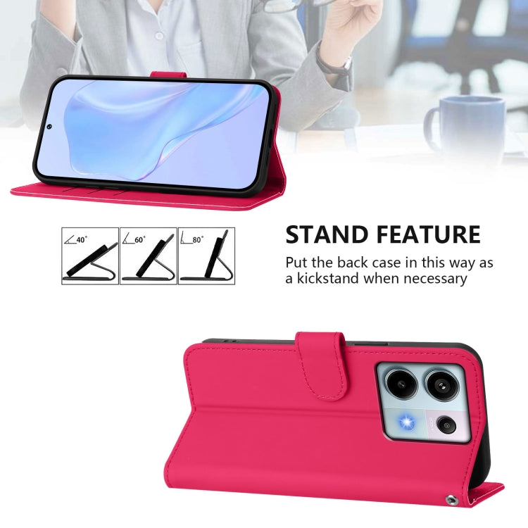 For Redmi Note 13 Pro 5G Global Skin Feel Solid Color Leather Phone Case with Lanyard