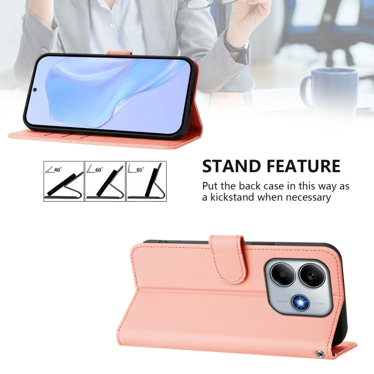 For Redmi Note 14 5G Skin Feel Solid Color Leather Phone Case with Lanyard