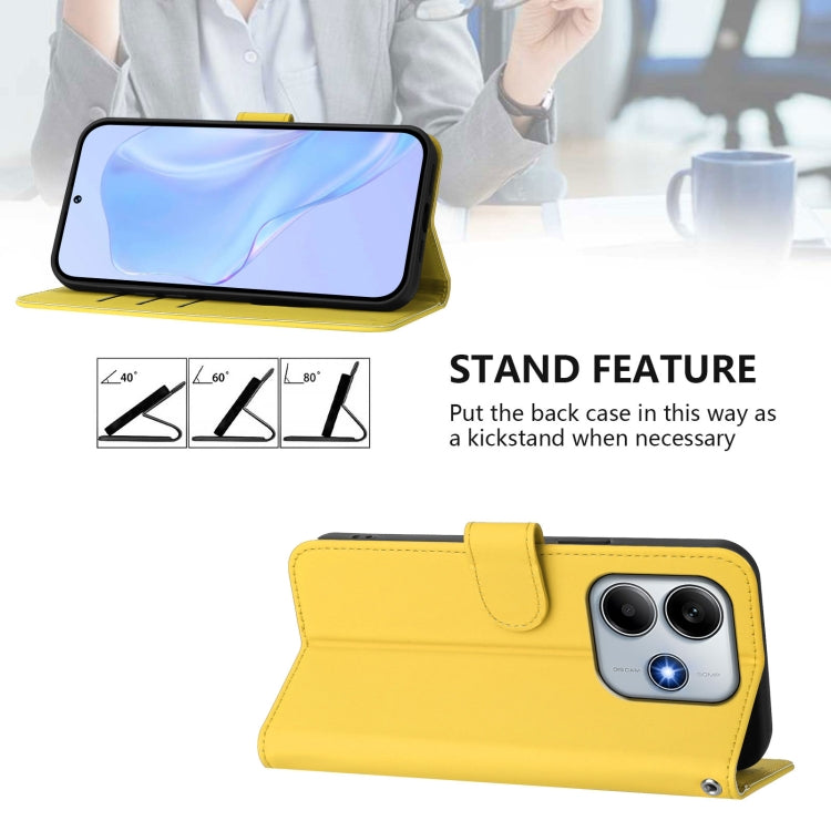 For Redmi Note 14 5G Skin Feel Solid Color Leather Phone Case with Lanyard
