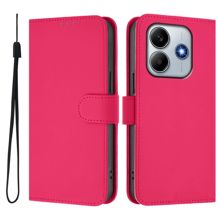 For Redmi Note 14 5G Skin Feel Solid Color Leather Phone Case with Lanyard