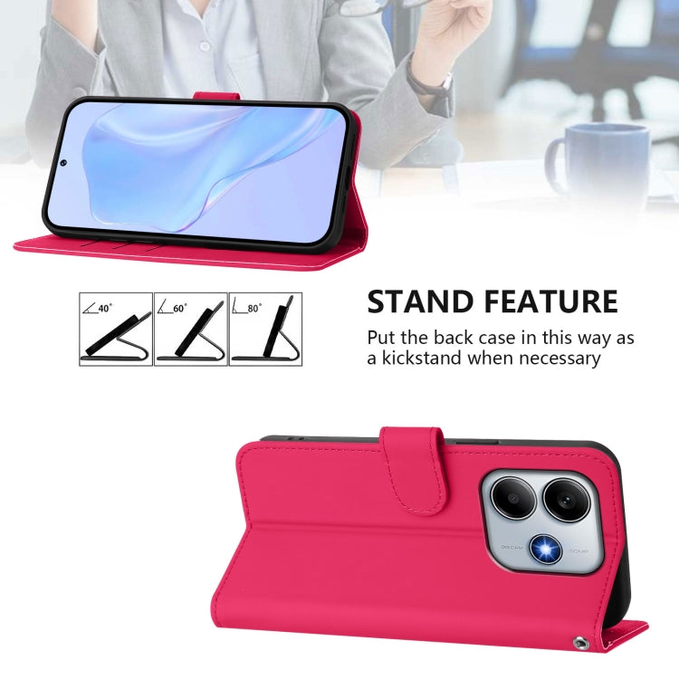 For Redmi Note 14 5G Skin Feel Solid Color Leather Phone Case with Lanyard