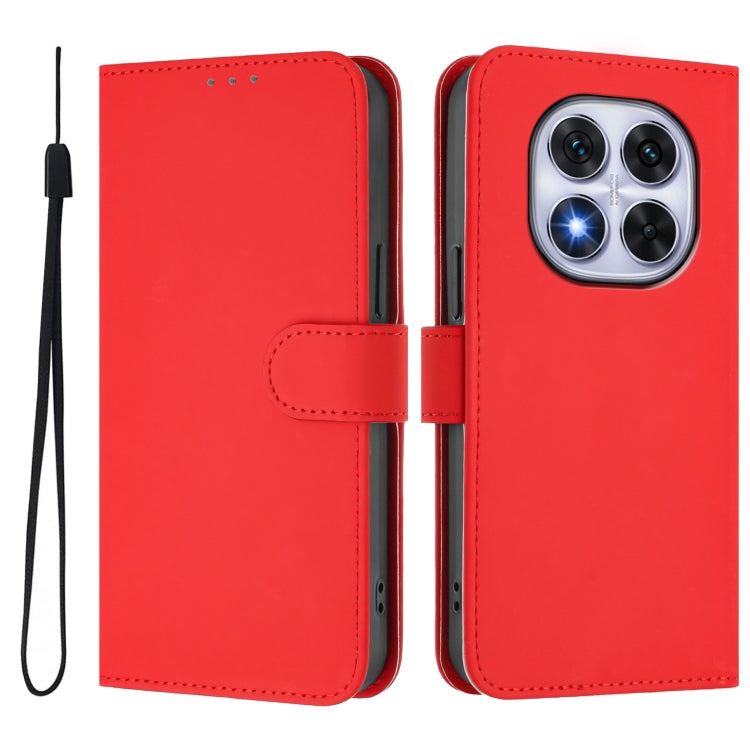 For Redmi Note 14 Pro 5G / 14 Pro+ 5G Skin Feel Solid Color Leather Phone Case with Lanyard