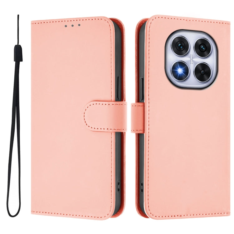 For Redmi Note 14 Pro 5G / 14 Pro+ 5G Skin Feel Solid Color Leather Phone Case with Lanyard