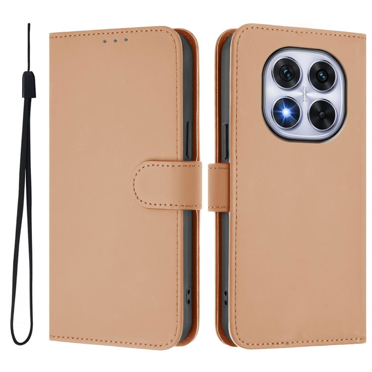 For Redmi Note 14 Pro 5G / 14 Pro+ 5G Skin Feel Solid Color Leather Phone Case with Lanyard