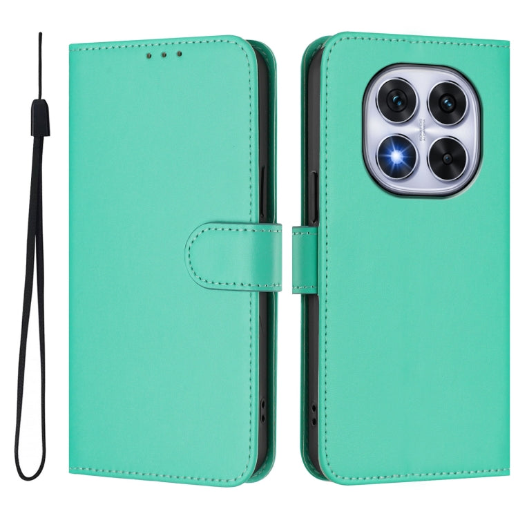 For Redmi Note 14 Pro 5G / 14 Pro+ 5G Skin Feel Solid Color Leather Phone Case with Lanyard
