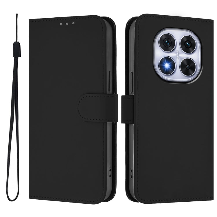 For Redmi Note 14 Pro 5G / 14 Pro+ 5G Skin Feel Solid Color Leather Phone Case with Lanyard