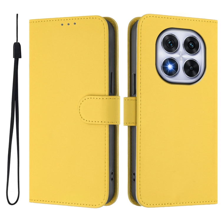 For Redmi Note 14 Pro 5G / 14 Pro+ 5G Skin Feel Solid Color Leather Phone Case with Lanyard