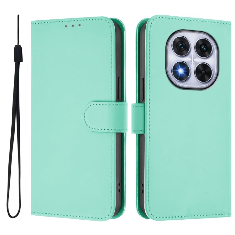 For Redmi Note 14 Pro 5G / 14 Pro+ 5G Skin Feel Solid Color Leather Phone Case with Lanyard