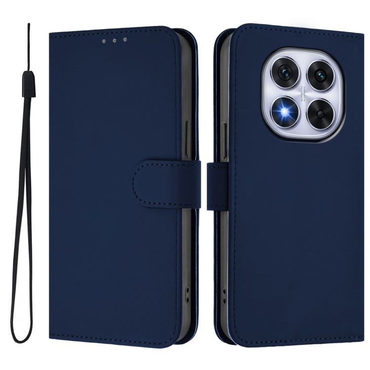 For Redmi Note 14 Pro 5G / 14 Pro+ 5G Skin Feel Solid Color Leather Phone Case with Lanyard