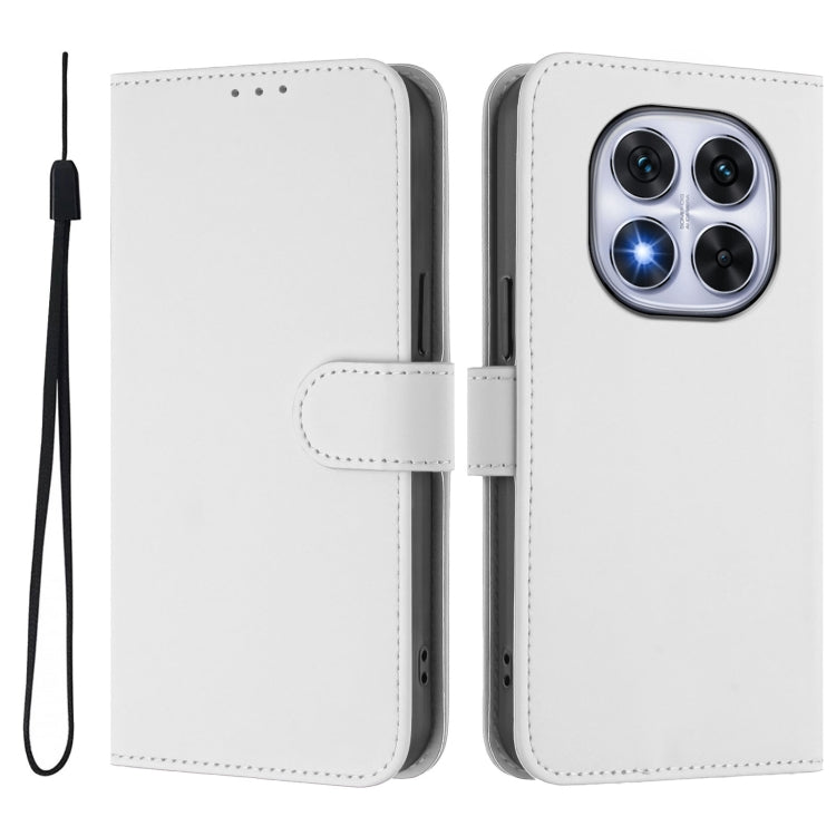 For Redmi Note 14 Pro 5G / 14 Pro+ 5G Skin Feel Solid Color Leather Phone Case with Lanyard