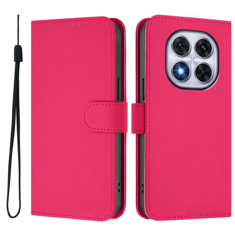For Redmi Note 14 Pro 5G / 14 Pro+ 5G Skin Feel Solid Color Leather Phone Case with Lanyard
