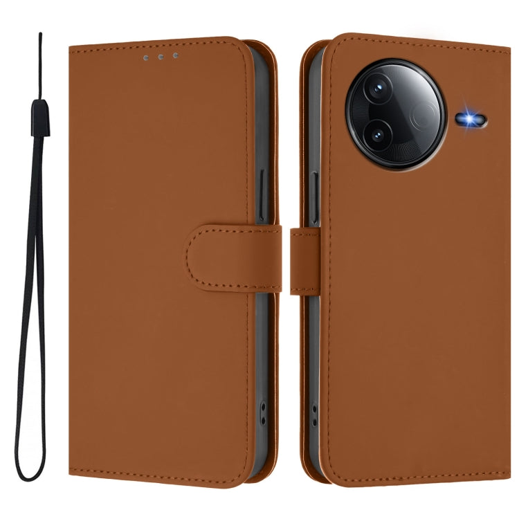 For Redmi K80 / K80 Pro Skin Feel Solid Color Leather Phone Case with Lanyard