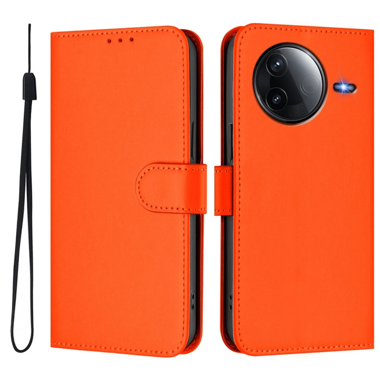 For Redmi K80 / K80 Pro Skin Feel Solid Color Leather Phone Case with Lanyard