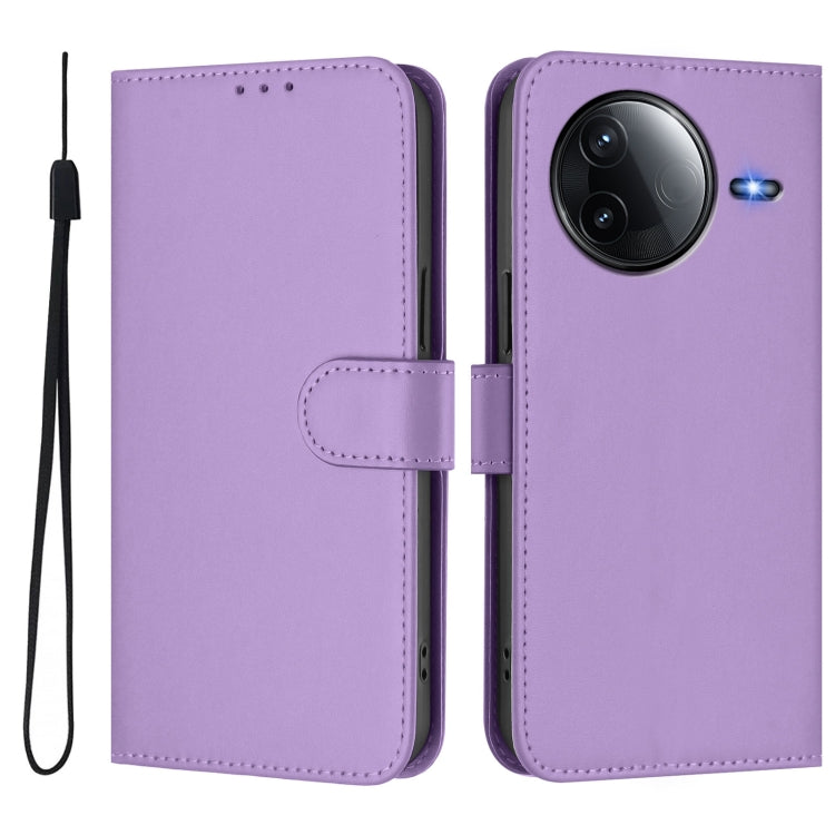 For Redmi K80 / K80 Pro Skin Feel Solid Color Leather Phone Case with Lanyard