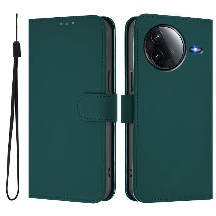 For Redmi K80 / K80 Pro Skin Feel Solid Color Leather Phone Case with Lanyard
