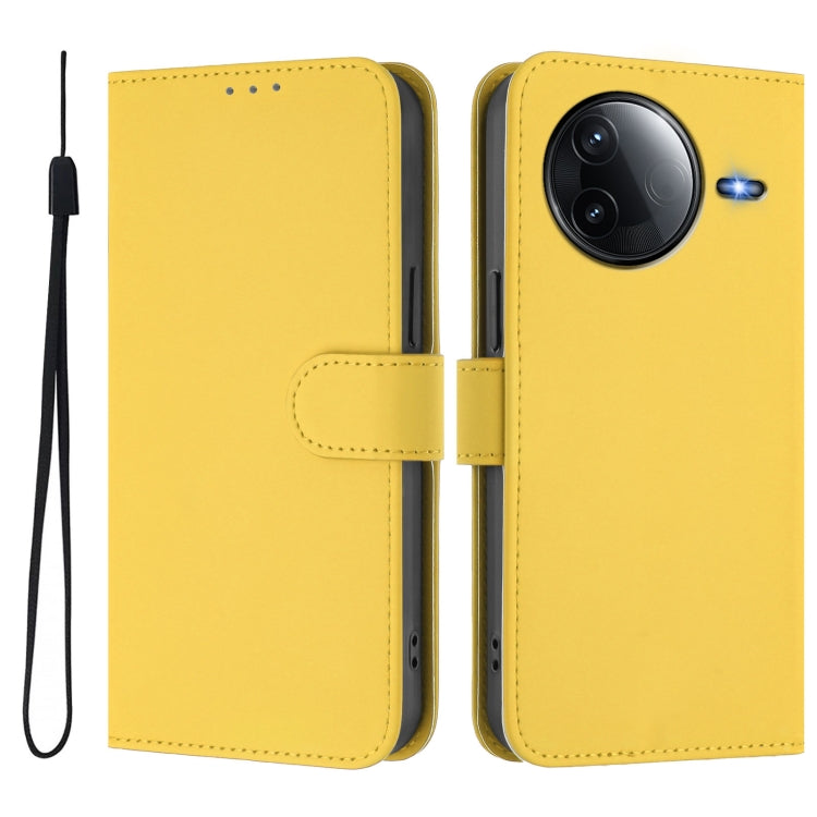 For Redmi K80 / K80 Pro Skin Feel Solid Color Leather Phone Case with Lanyard
