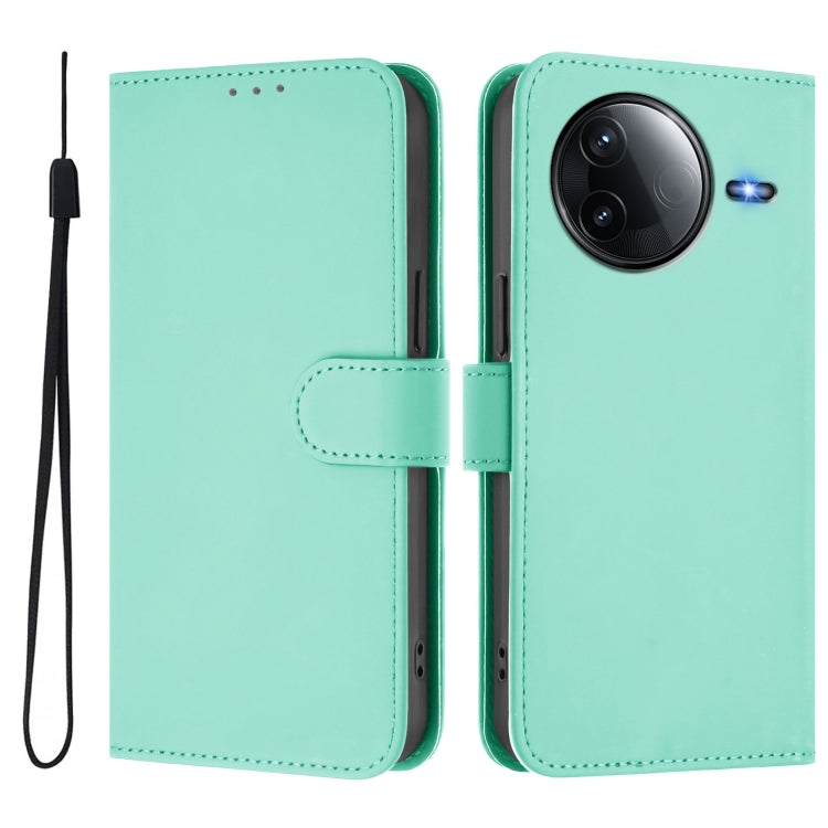 For Redmi K80 / K80 Pro Skin Feel Solid Color Leather Phone Case with Lanyard