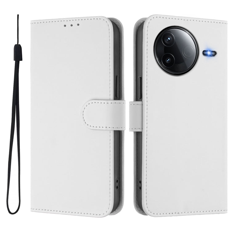 For Redmi K80 / K80 Pro Skin Feel Solid Color Leather Phone Case with Lanyard