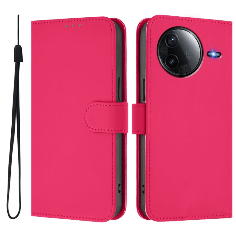 For Redmi K80 / K80 Pro Skin Feel Solid Color Leather Phone Case with Lanyard