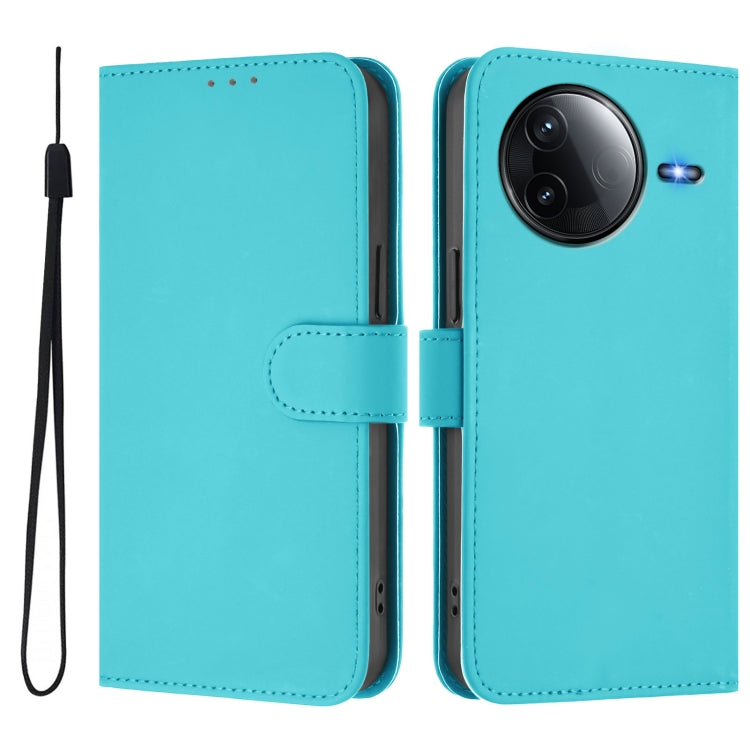 For Redmi K80 / K80 Pro Skin Feel Solid Color Leather Phone Case with Lanyard