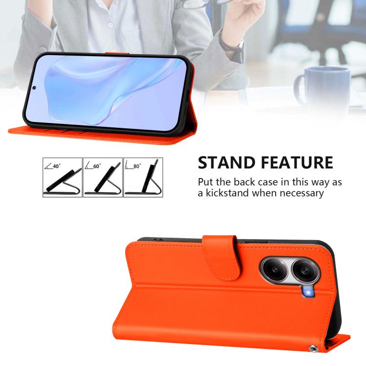 For Redmi Turbo 4 Skin Feel Solid Color Leather Phone Case with Lanyard