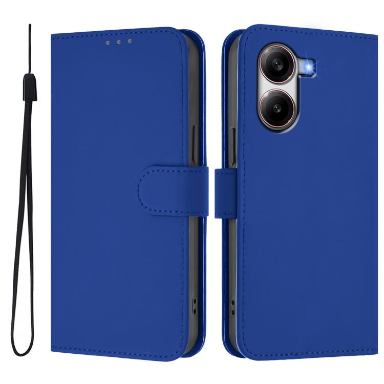 For Redmi Turbo 4 Skin Feel Solid Color Leather Phone Case with Lanyard