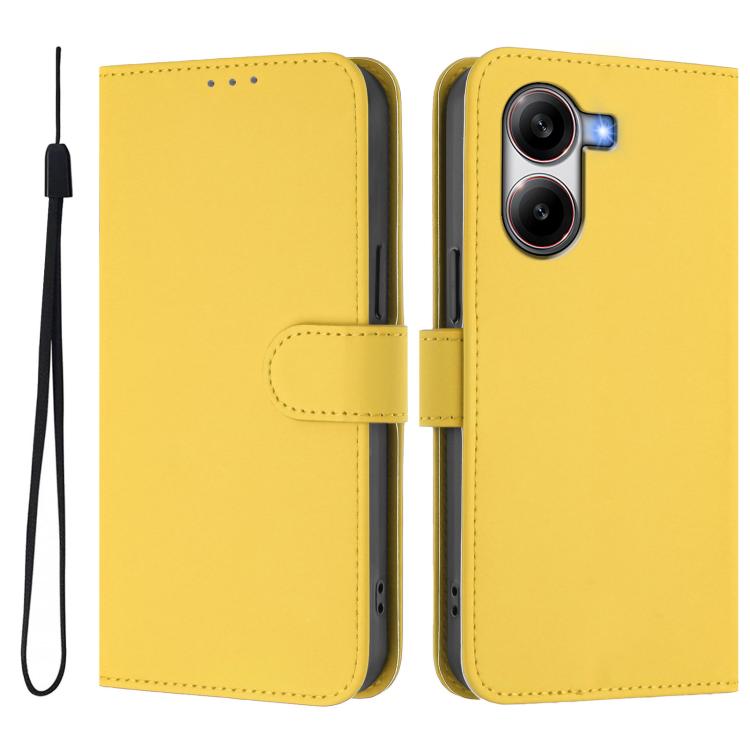 For Redmi Turbo 4 Skin Feel Solid Color Leather Phone Case with Lanyard