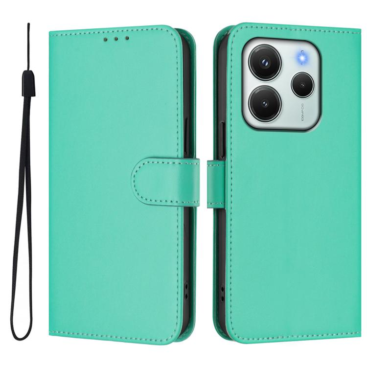For Redmi Note 14 4G EU 164.84mm Skin Feel Solid Color Leather Phone Case with Lanyard