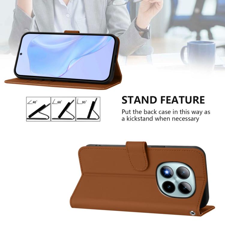 For Redmi Note 15 Pro+ 5G Global 163.3mm Skin Feel Solid Color Leather Phone Case with Lanyard
