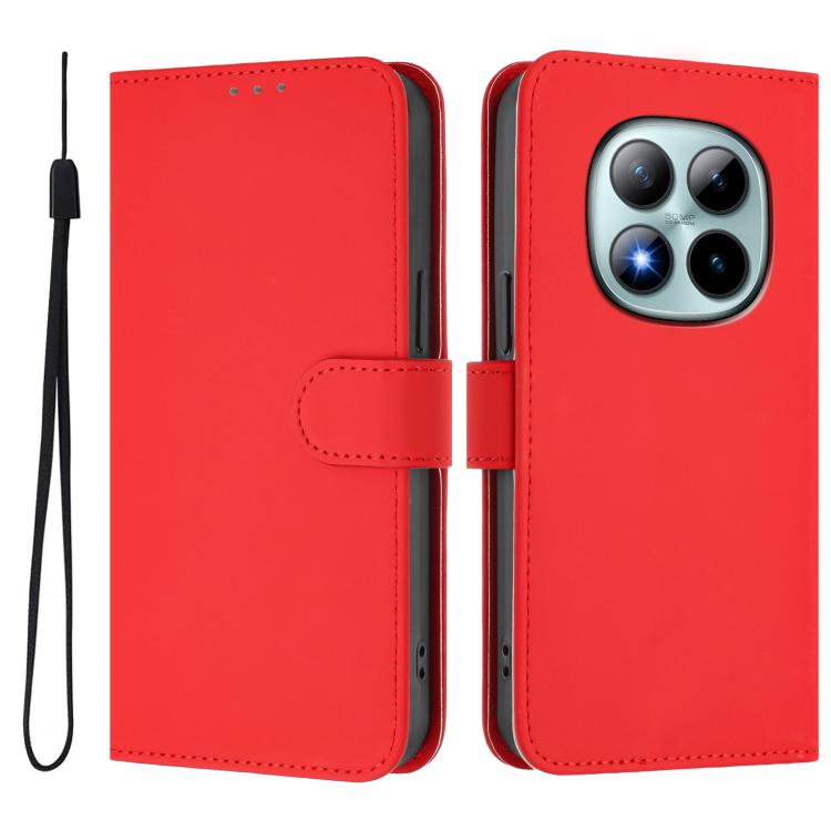 For Redmi Note 15 Pro+ 5G Global 163.3mm Skin Feel Solid Color Leather Phone Case with Lanyard