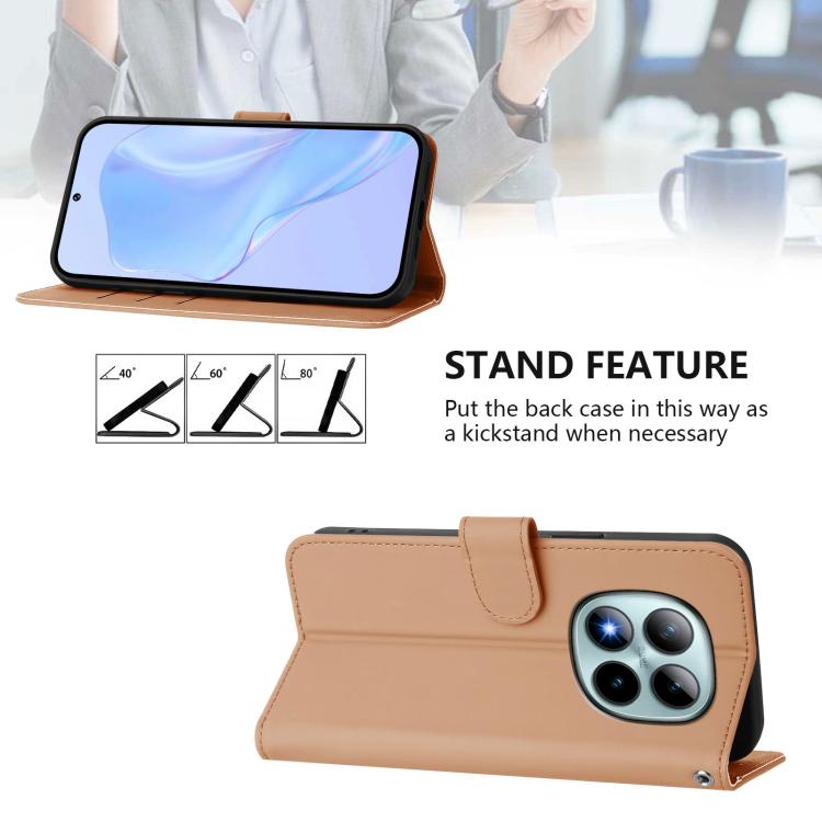 For Redmi Note 15 Pro+ 5G Global 163.3mm Skin Feel Solid Color Leather Phone Case with Lanyard