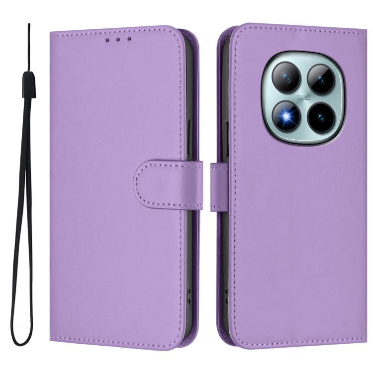 For Redmi Note 15 Pro+ 5G Global 163.3mm Skin Feel Solid Color Leather Phone Case with Lanyard