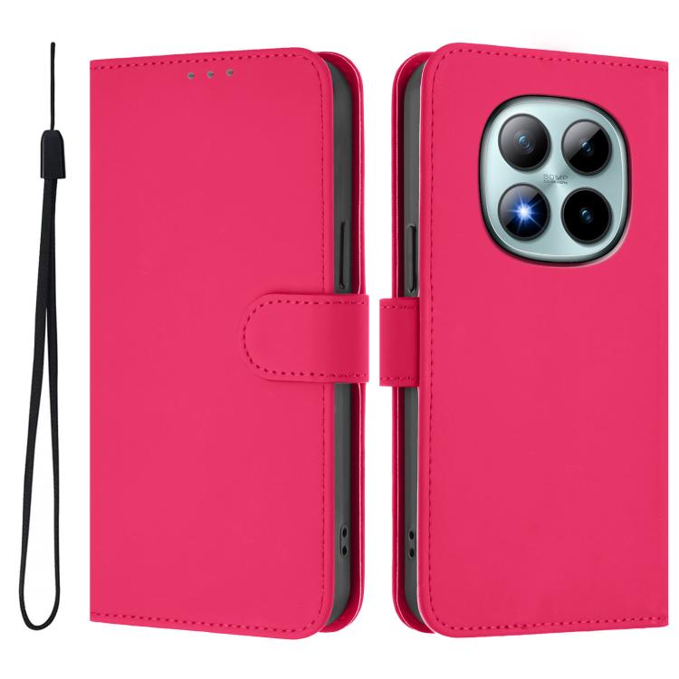 For Redmi Note 15 Pro+ 5G Global 163.3mm Skin Feel Solid Color Leather Phone Case with Lanyard