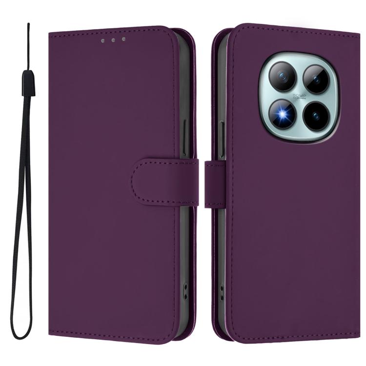 For Redmi Note 15 Pro+ 5G Global 163.3mm Skin Feel Solid Color Leather Phone Case with Lanyard