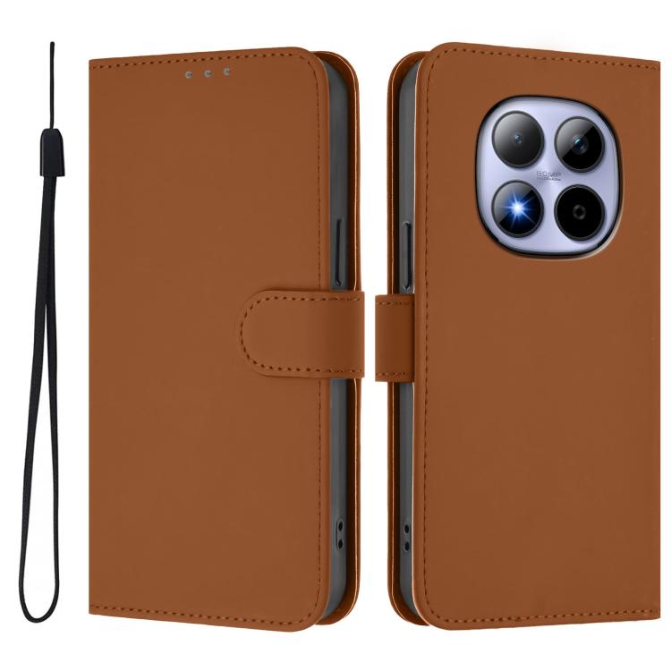 For Redmi Note 15 Pro 5G Global 163.6mm Skin Feel Solid Color Leather Phone Case with Lanyard