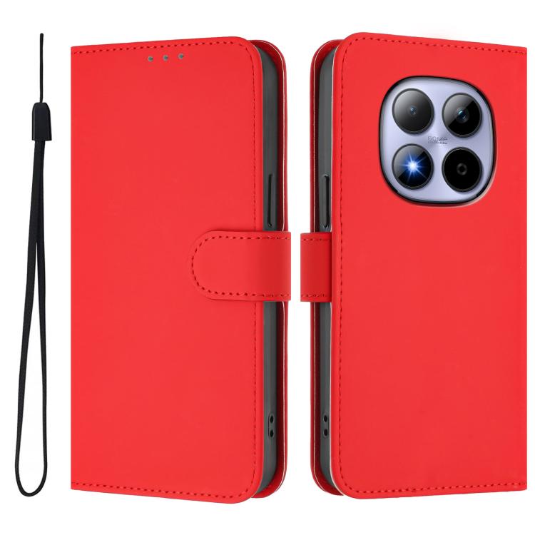 For Redmi Note 15 Pro 5G Global 163.6mm Skin Feel Solid Color Leather Phone Case with Lanyard