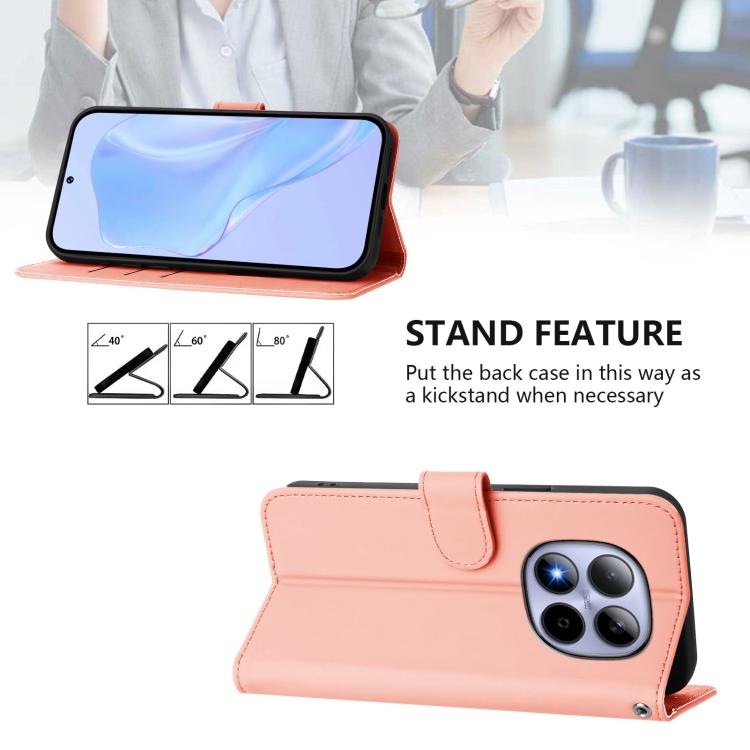 For Redmi Note 15 Pro 5G Global 163.6mm Skin Feel Solid Color Leather Phone Case with Lanyard