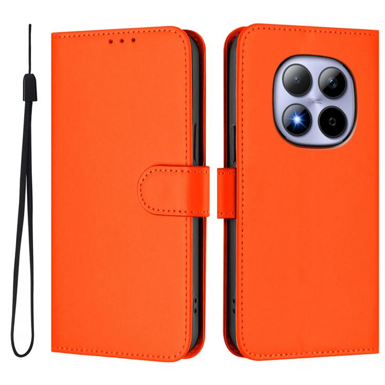 For Redmi Note 15 Pro 5G Global 163.6mm Skin Feel Solid Color Leather Phone Case with Lanyard