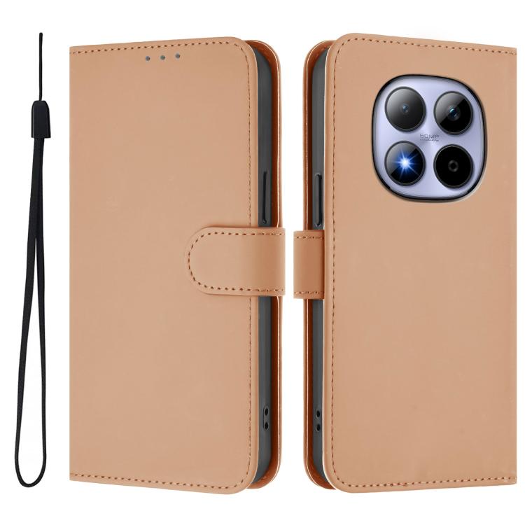 For Redmi Note 15 Pro 5G Global 163.6mm Skin Feel Solid Color Leather Phone Case with Lanyard