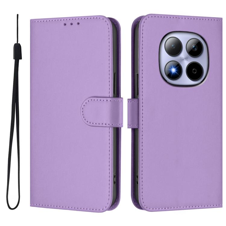 For Redmi Note 15 Pro 5G Global 163.6mm Skin Feel Solid Color Leather Phone Case with Lanyard