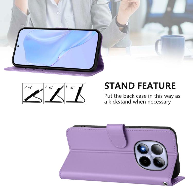 For Redmi Note 15 Pro 5G Global 163.6mm Skin Feel Solid Color Leather Phone Case with Lanyard