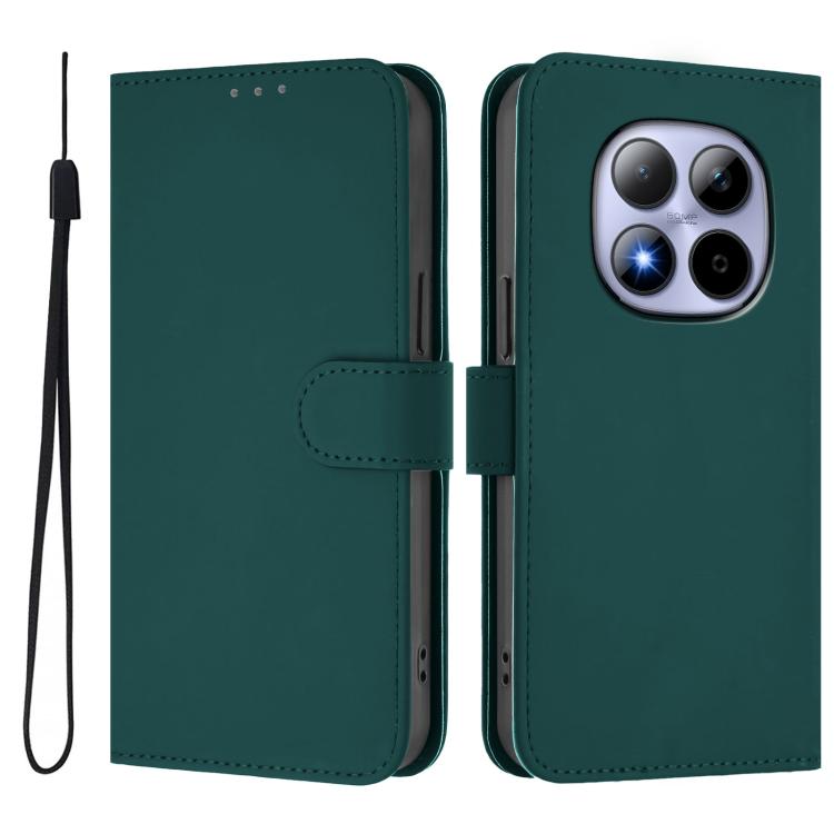 For Redmi Note 15 Pro 5G Global 163.6mm Skin Feel Solid Color Leather Phone Case with Lanyard