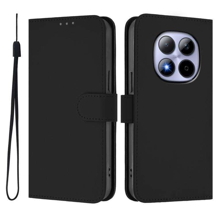 For Redmi Note 15 Pro 5G Global 163.6mm Skin Feel Solid Color Leather Phone Case with Lanyard