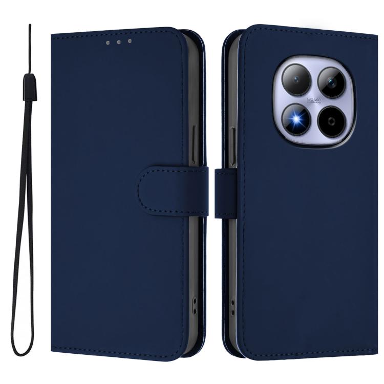 For Redmi Note 15 Pro 5G Global 163.6mm Skin Feel Solid Color Leather Phone Case with Lanyard